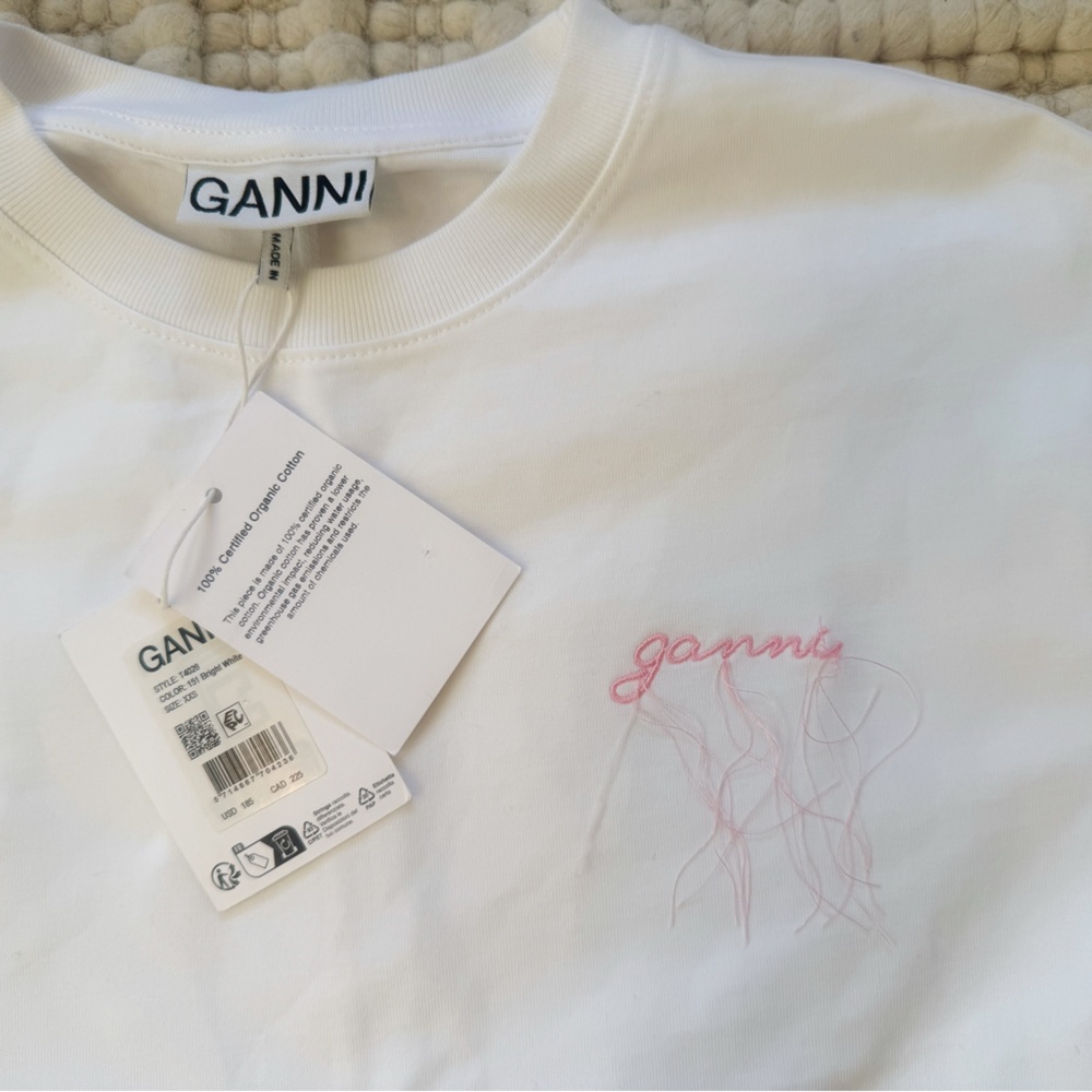 NWT GANNI Cotton Detailed T Shirt